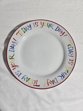 Slant Collections Today Is Your Day! Colorful 10" Ceramic Birthday Dinner Plate